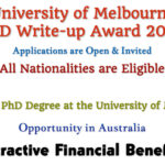 University of Melbourne PhD Write-up Award 2024 in Australia (Attractive Financial Benefits) for All Nationalities